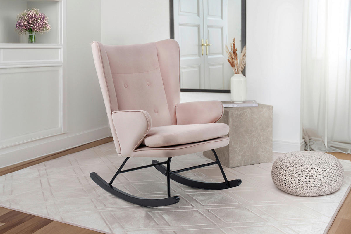 HOUPACÍ ŽIDLE, dřevo, kov, textil, starorůžová - starorůžová, Design, kov/dřevo (65/95/86cm)