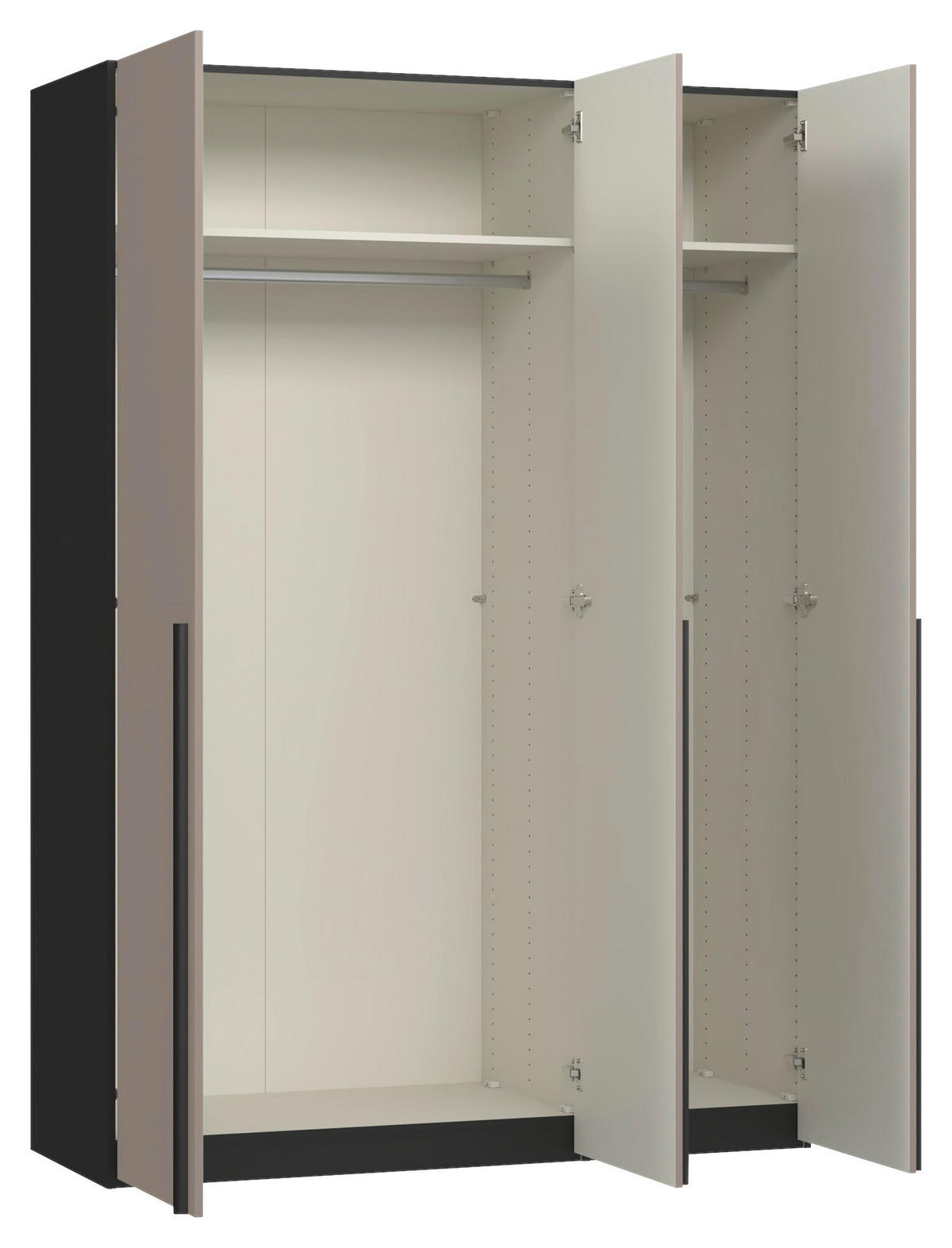 DREHTÜRENSCHRANK 152/220/59 cm,  in Schwarz, Hellbraun, 3-türig  - Hellbraun/Schwarz, Design, Glas/Holzwerkstoff (152/220/59cm) - Jutzler