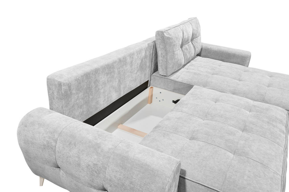 ECKSOFA Webstoff Silberfarben  - Kaschmir/Silberfarben, Modern, Kunststoff/Textil (284/191cm) - MID.YOU