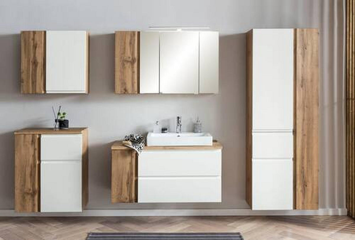 HOCHSCHRANK 65/180/35 cm  - Weiss/Eiche Wotan, Modern, Holzwerkstoff (65/180/35cm) - Held
