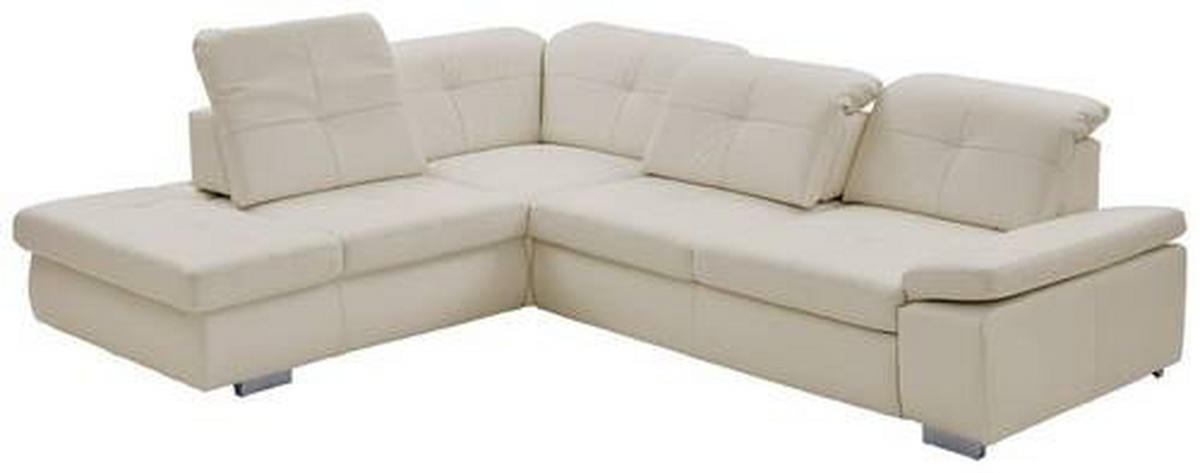 ECKSOFA in Echtleder Weiss  - Weiss, Basics, Leder/Metall (260/312cm) - Beldomo Premium