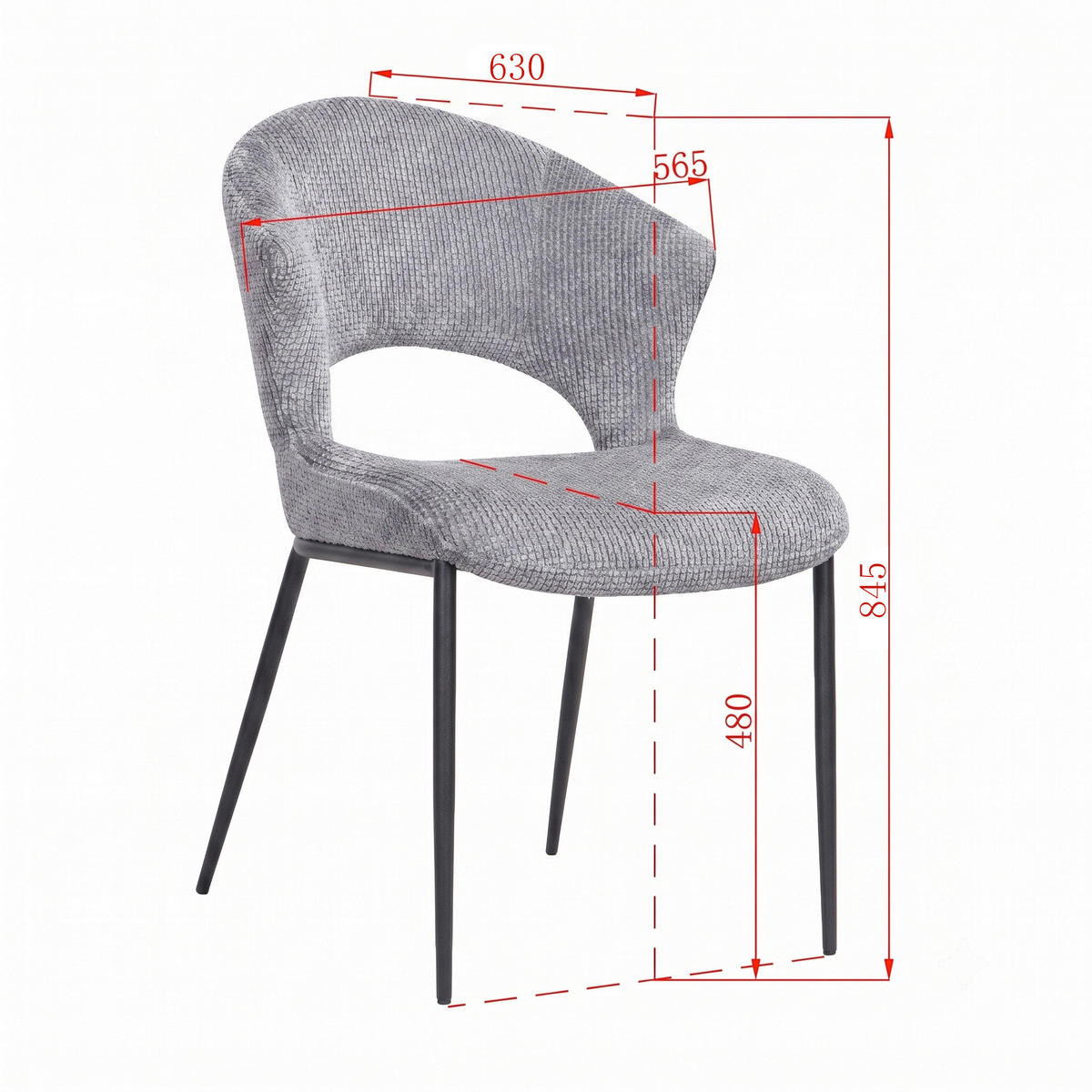 STUHL   Webstoff  Grau  - Schwarz/Grau, Design, Textil/Metall (56,5/83,5/63,5cm) - Stylife