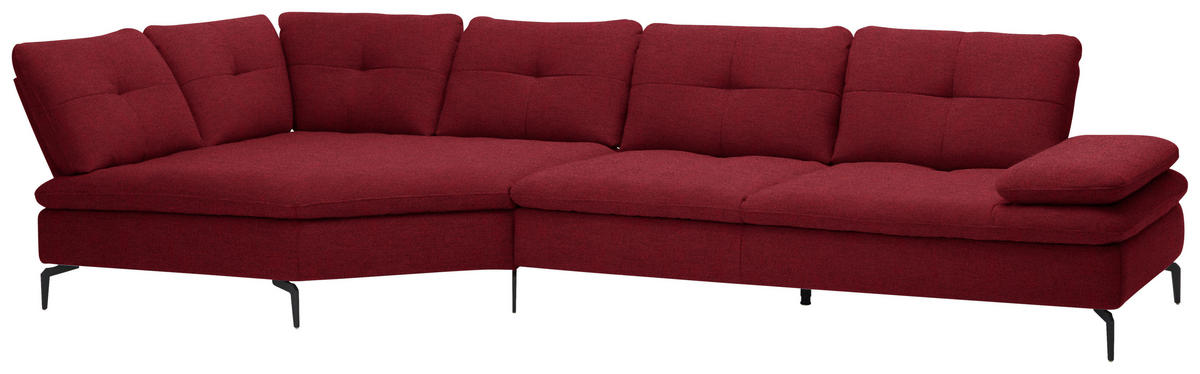 ECKSOFA in Flachgewebe Bordeaux  157/344 cm  - Bordeaux/Schwarz, Design, Textil/Metall (157/344cm) - Chilliano