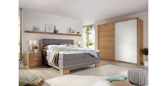 BOXSPRINGBETT 140/200 cm  in Grau, Buchefarben  - Buchefarben/Grau, Natur, Holz/Textil (140/200cm) - Linea Natura