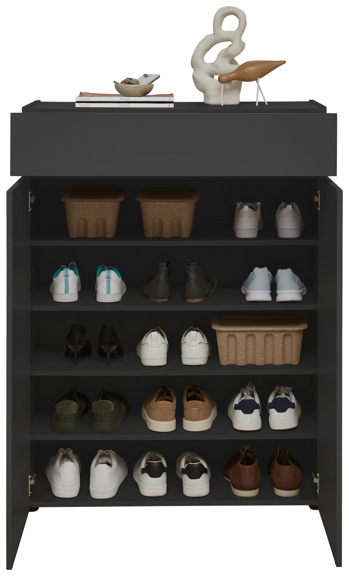 SCHUHSCHRANK Graphitfarben  - Schwarz/Graphitfarben, Design, Holzwerkstoff/Kunststoff (90/121/40cm) - Voleo