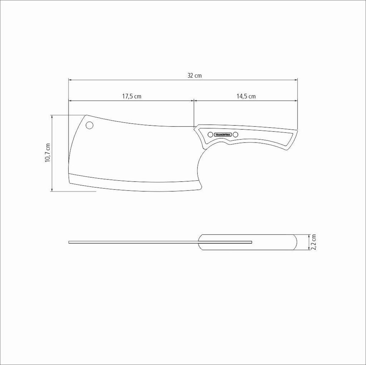 FLEISCHMESSER CHURRASCO  - Schwarz/Braun, Basics, Holz/Metall (32/10,7/2,2cm) - TRAMONTINA