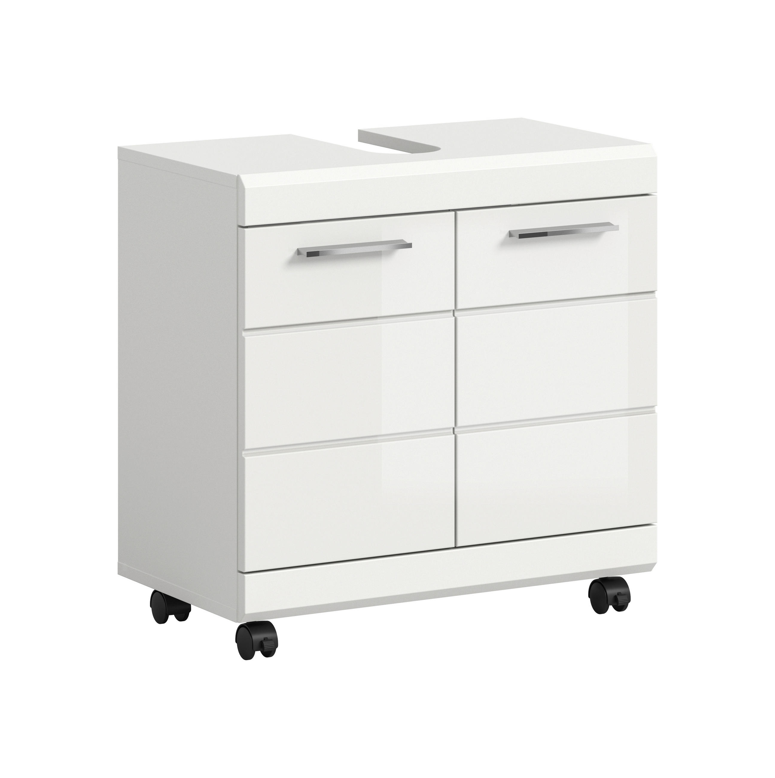 WASCHBECKENUNTERSCHRANK  - Weiß Hochglanz/Silberfarben, Trend, Holzwerkstoff/Kunststoff (60cm) - MID.YOU