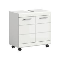 WASCHBECKENUNTERSCHRANK  - Weiß Hochglanz/Silberfarben, Trend, Holzwerkstoff/Kunststoff (60cm) - MID.YOU