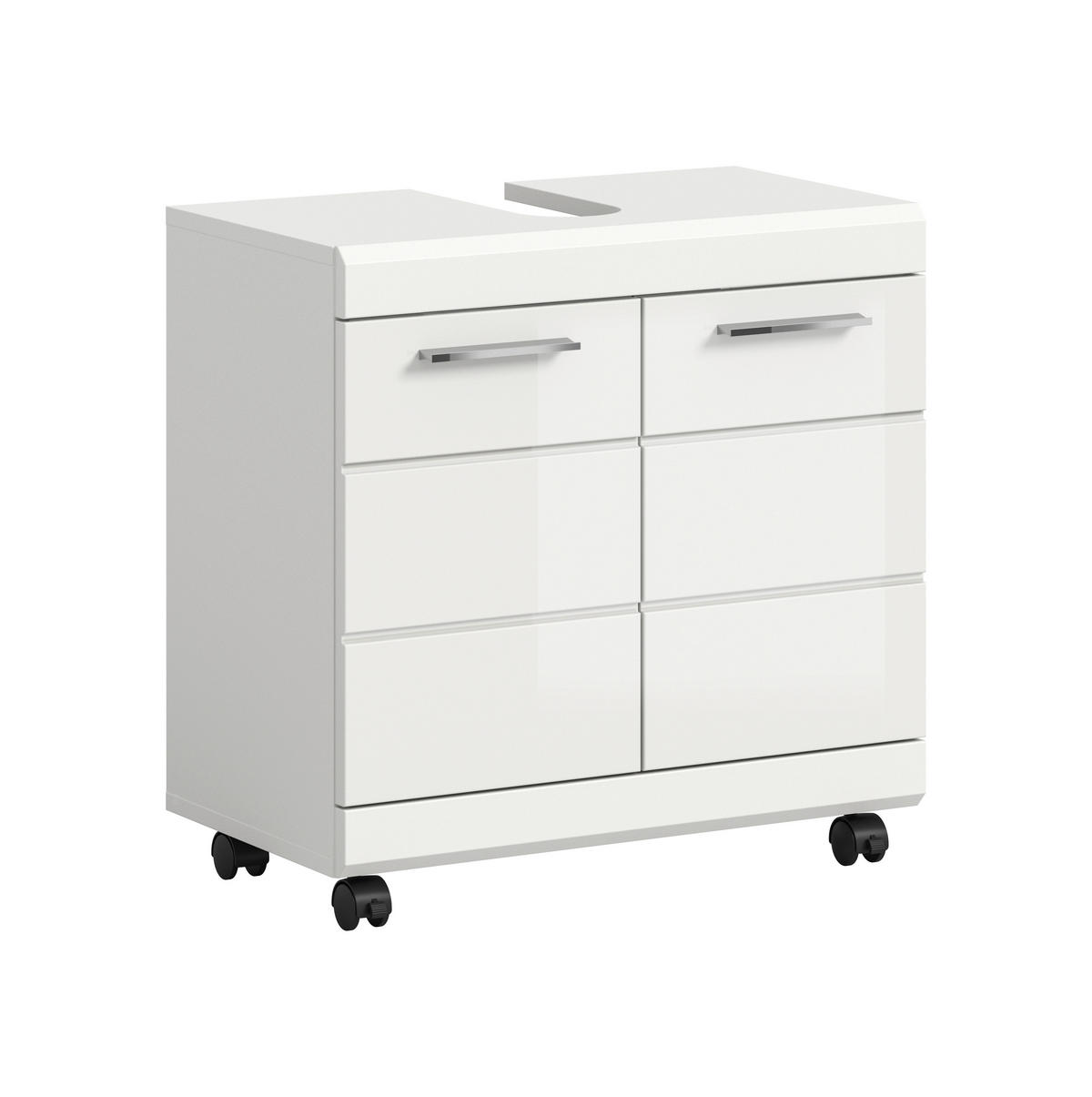 WASCHBECKENUNTERSCHRANK  - Weiß Hochglanz/Silberfarben, Trend, Holzwerkstoff/Kunststoff (60cm) - MID.YOU