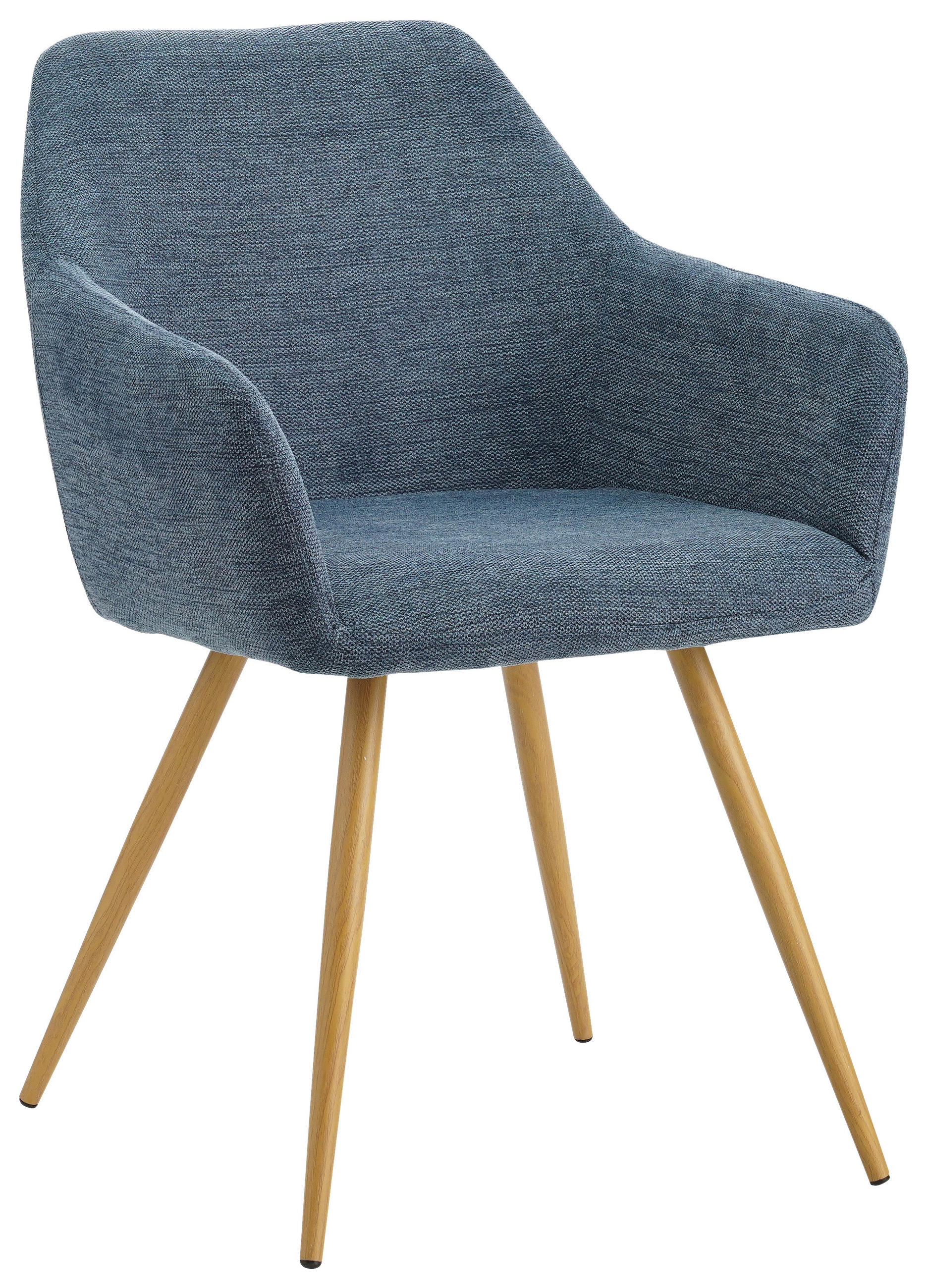 ARMLEHNSTUHL  in Eisen Mikrofaser  - Blau/Naturfarben, MODERN, Textil/Metall (56/81,5/63cm) - MID.YOU