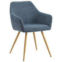 ARMLEHNSTUHL  in Eisen Mikrofaser  - Blau/Naturfarben, MODERN, Textil/Metall (56/81,5/63cm) - MID.YOU
