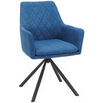ARMLEHNSTUHL Webstoff Blau, Schwarz Eisen Sitzfläche 360° drehbar  - Blau/Schwarz, Design, Textil/Metall (62/88/61cm) - Hom`in
