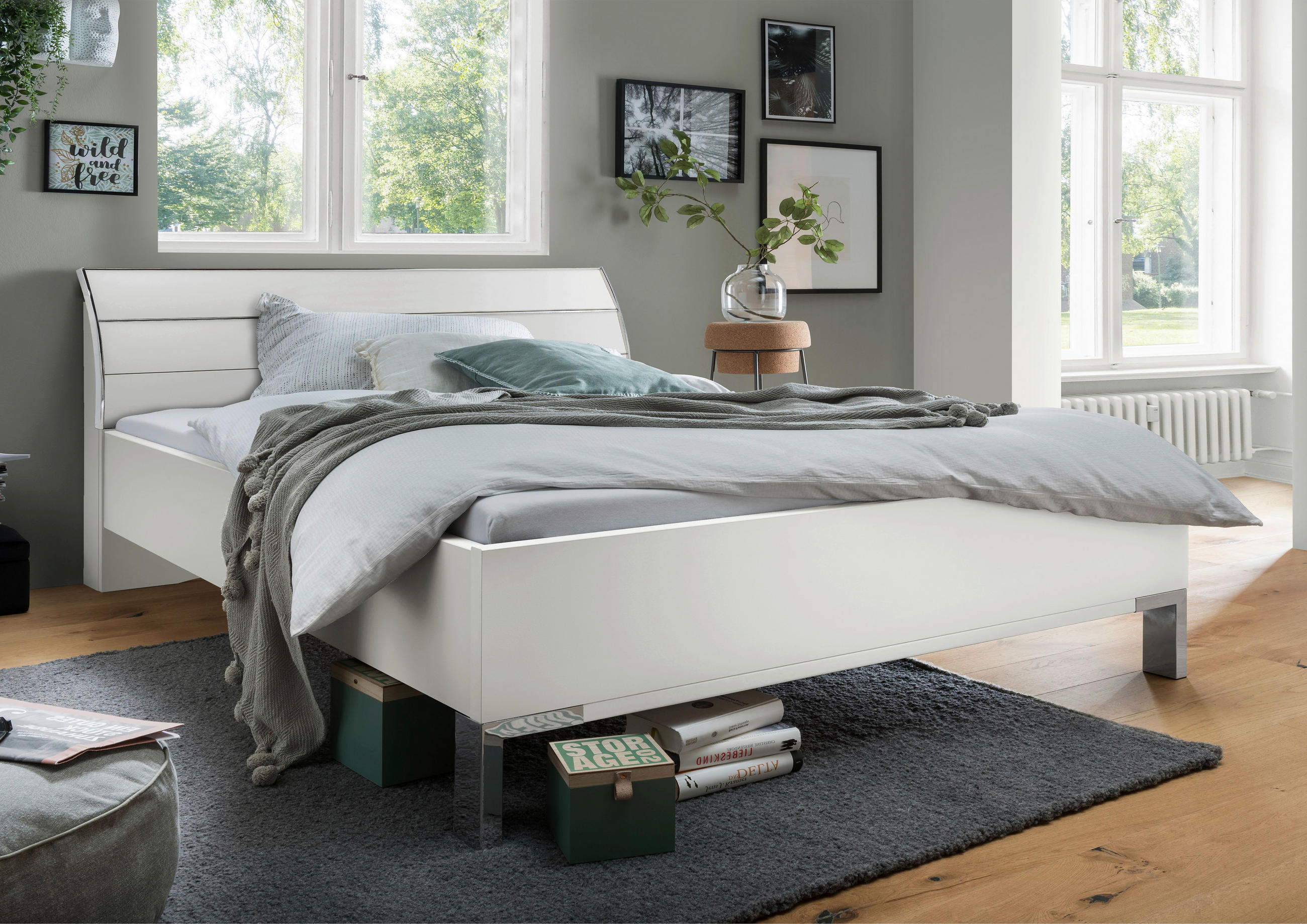 BETT 180/200 cm in Weiß - Weiß, KONVENTIONELL, Metall (180/200cm) - Venda