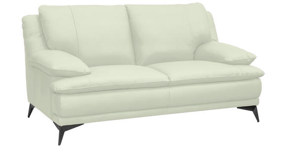2-SITZER-SOFA Weiß Echtleder  - Schwarz/Weiß, Design, Leder/Metall (178/92/98cm) - Novel