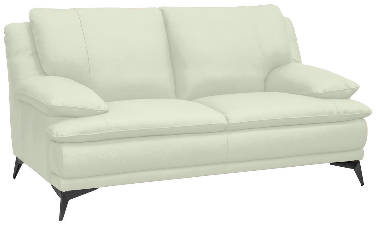 2-SITZER-SOFA Weiß Echtleder  - Schwarz/Weiß, Design, Leder/Metall (178/92/98cm) - Novel