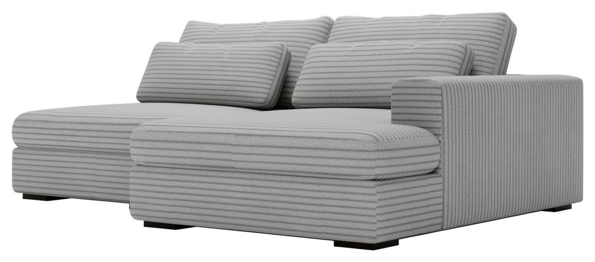 ECKSOFA in Cord Grau  - Schwarz/Grau, Design, Kunststoff/Textil (223/158cm) - Lomoco