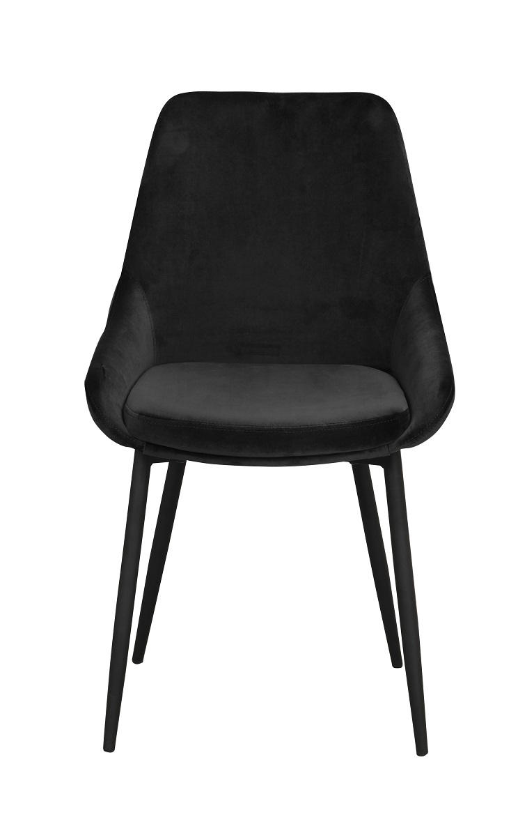 STOL  i sammet  - svart, Klassisk, metall/textil (49/85/55cm) - Rowico