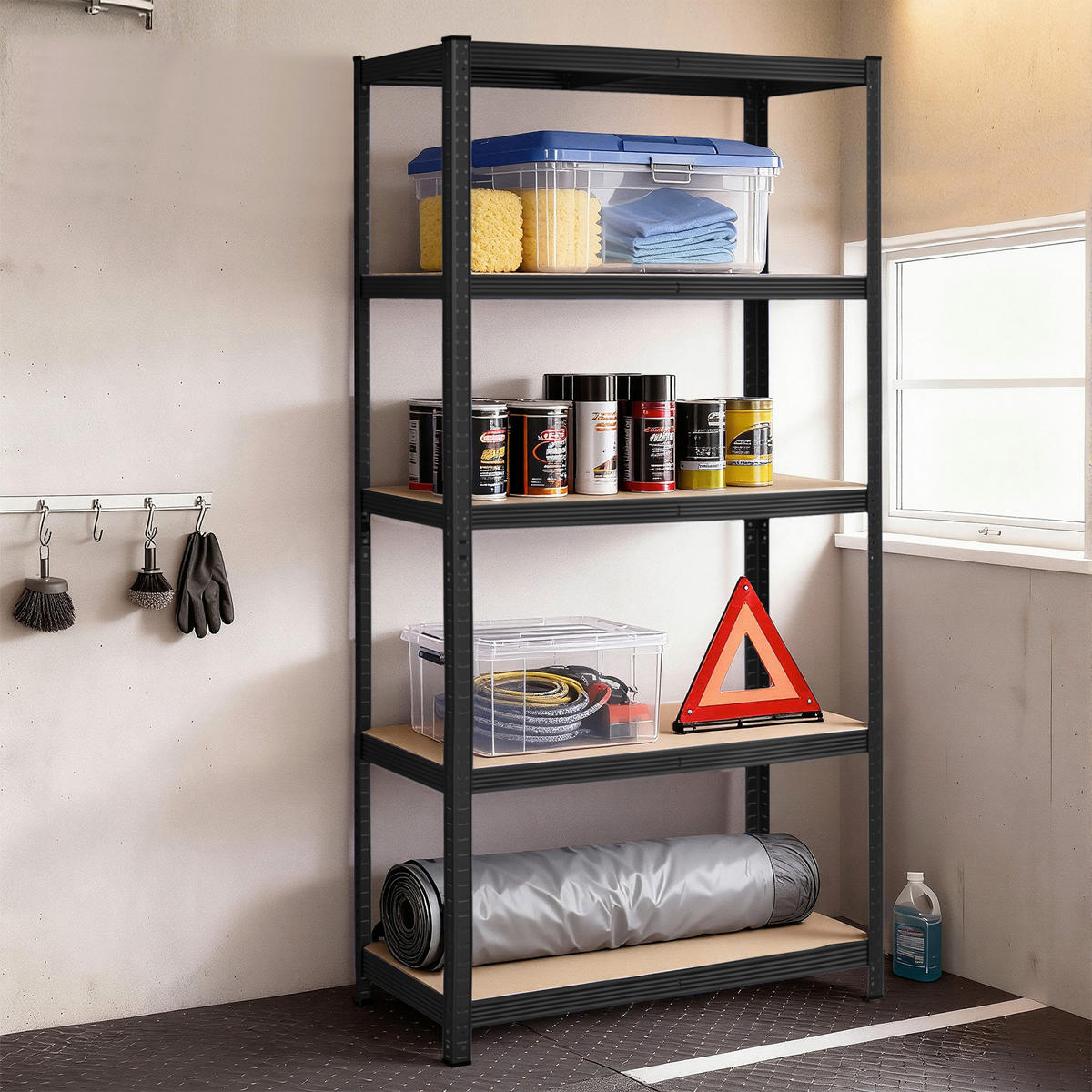SCHWERLASTREGAL 90/180/40 cm  - Schwarz/Naturfarben, Trend, Holzwerkstoff/Metall (90/180/40cm) - Boxxx