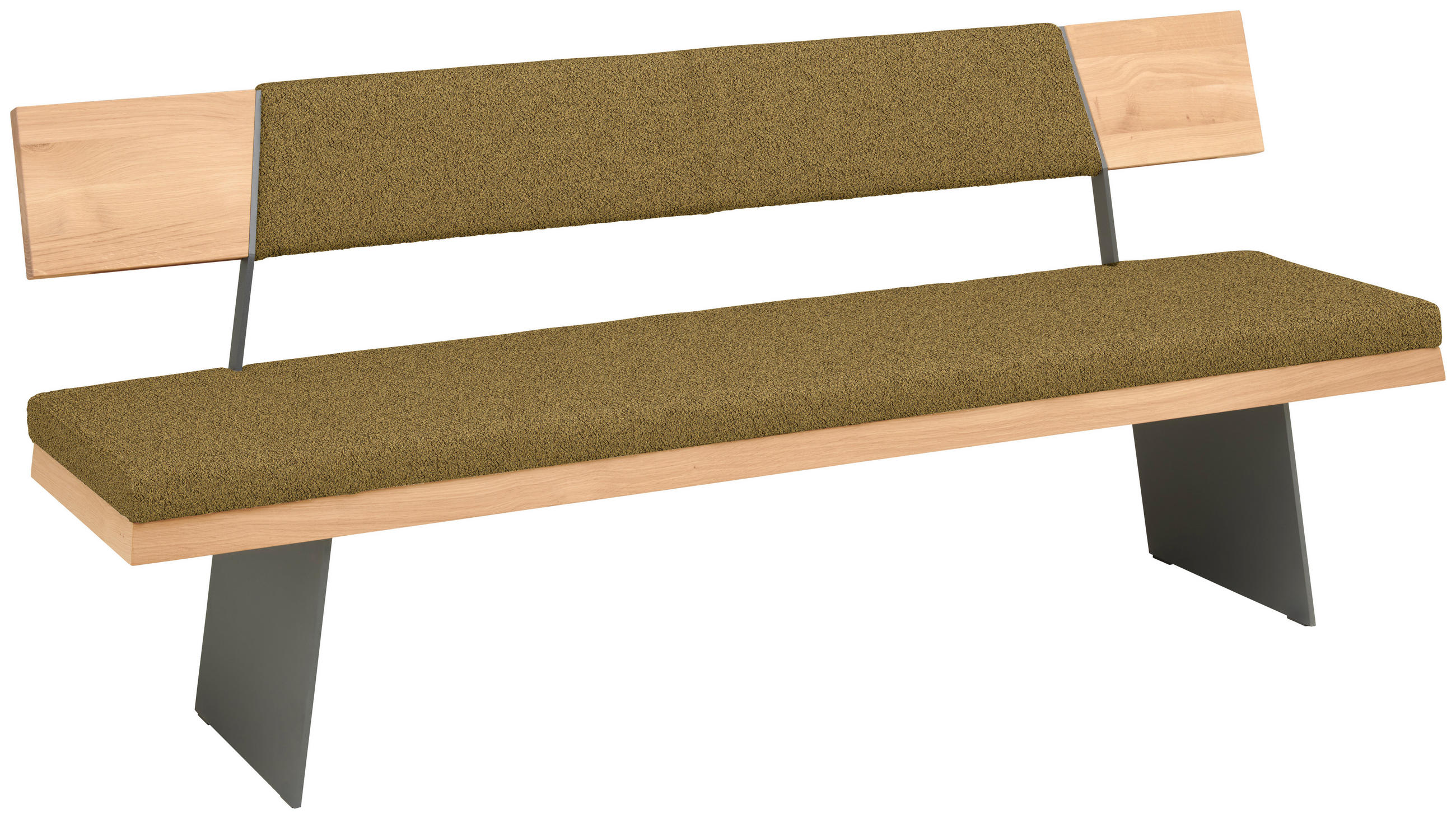 SITZBANK 207/90/58 cm  in Schwarz, Honig, Wildeiche  - Wildeiche/Schwarz, Natur, Holz/Textil (207/90/58cm) - Voglauer