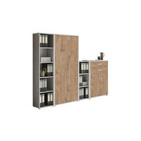 AKTENSCHRANK Grau, Eichefarben  - Eichefarben/Grau, MODERN, Holzwerkstoff (257/185,6/33cm) - MID.YOU