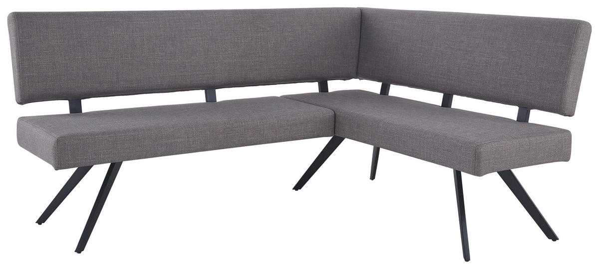 ECKBANK 190/150 cm  in Hellgrau  - Hellgrau/Schwarz, KONVENTIONELL, Textil/Metall (190/150cm) - MID.YOU