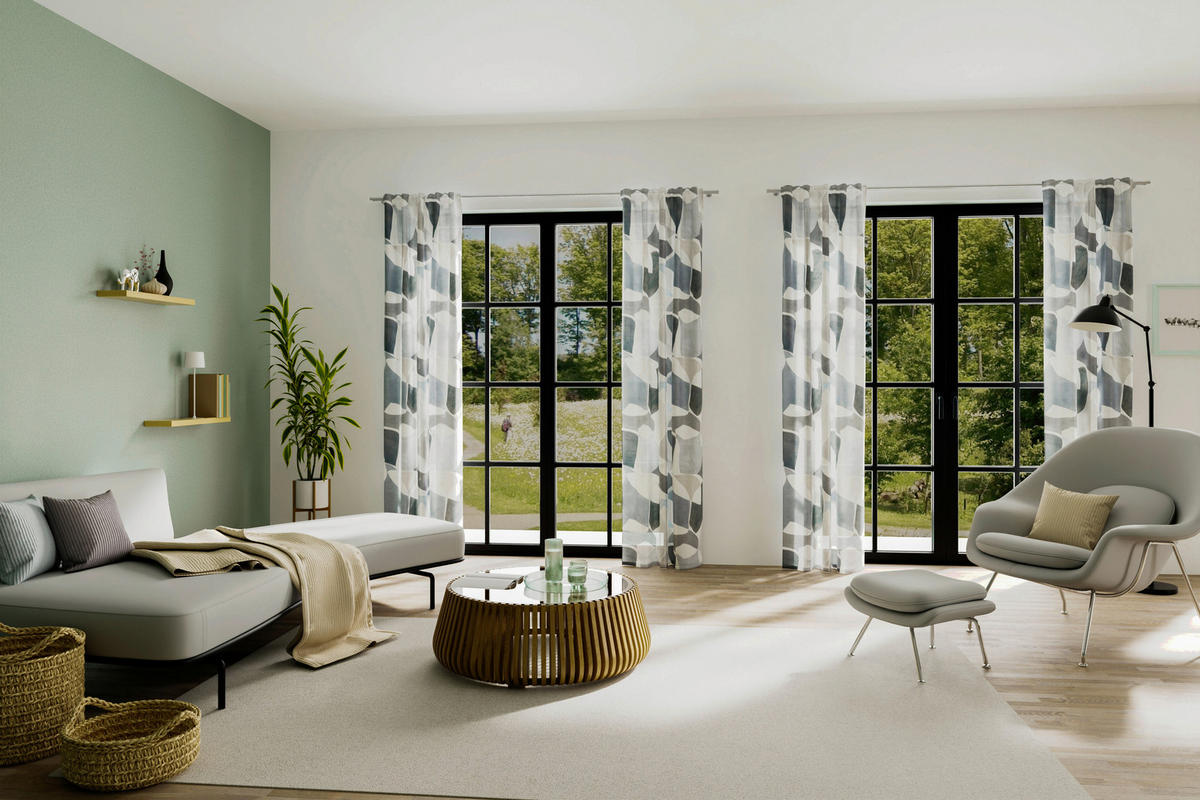 SCHLAUFENVORHANG halbtransparent  - Grau, Basics, Textil (140/245cm) - Fuggerhaus