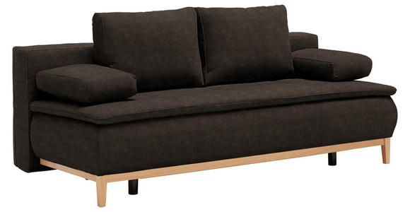 BOXSPRINGSOFA Webstoff Dunkelbraun  - Eichefarben/Dunkelbraun, Design, Holz/Textil (202/78/93/100cm) - Carryhome