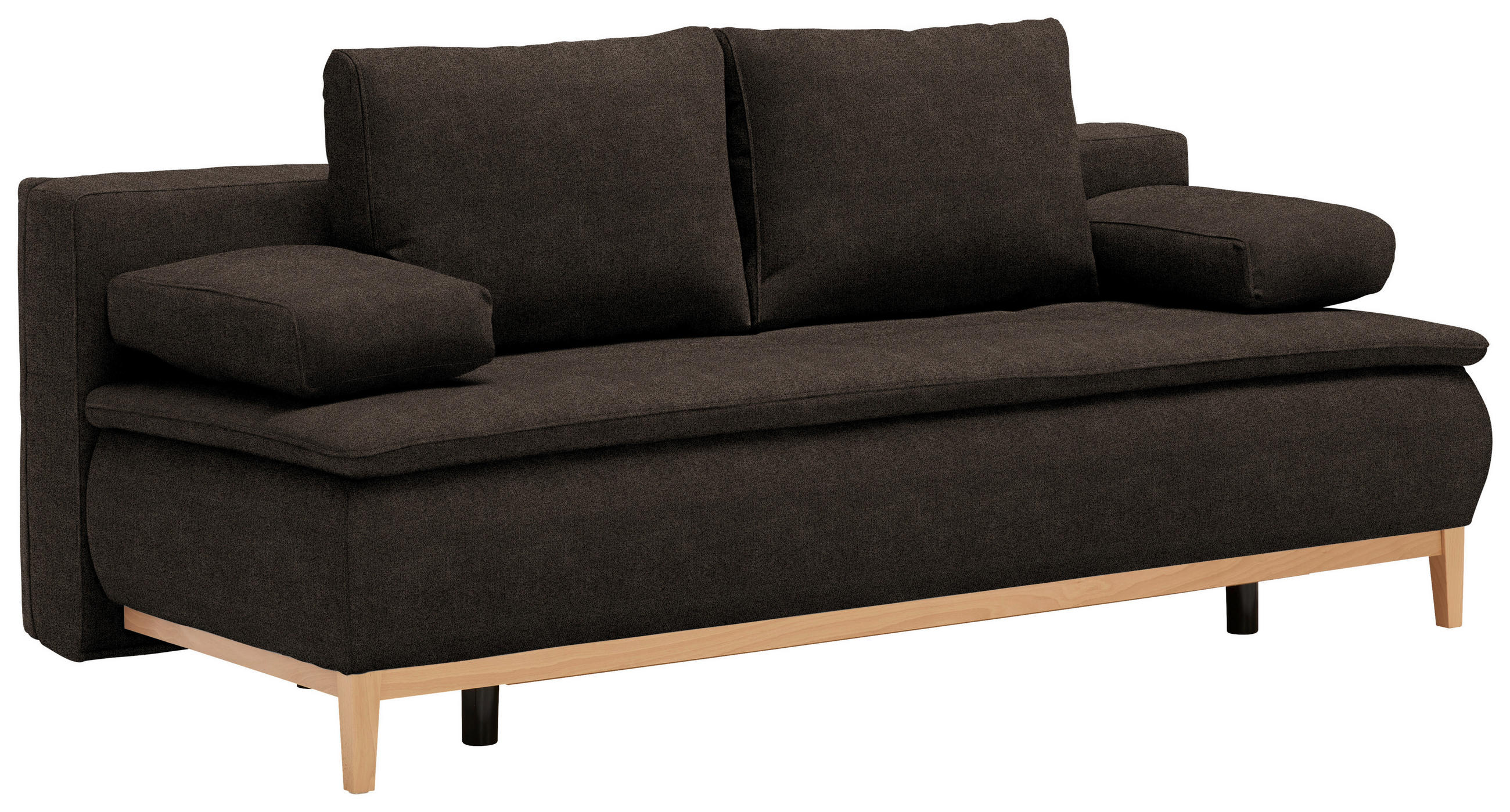 BOXSPRINGSOFA in Webstoff Dunkelbraun  - Eichefarben/Dunkelbraun, Design, Holz/Textil (202/78/93/100cm) - Venda