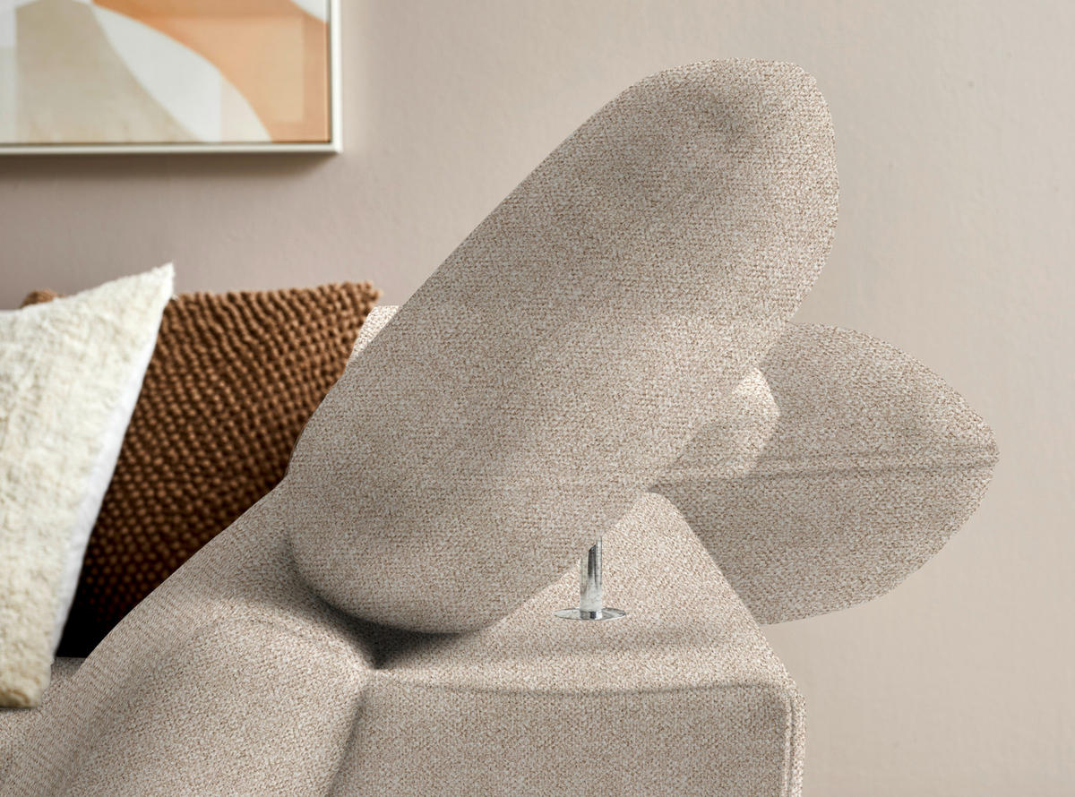 ECKSOFA in Bouclé Beige  - Eichefarben/Beige, Modern, Holz/Textil (287/212cm) - Valnatura