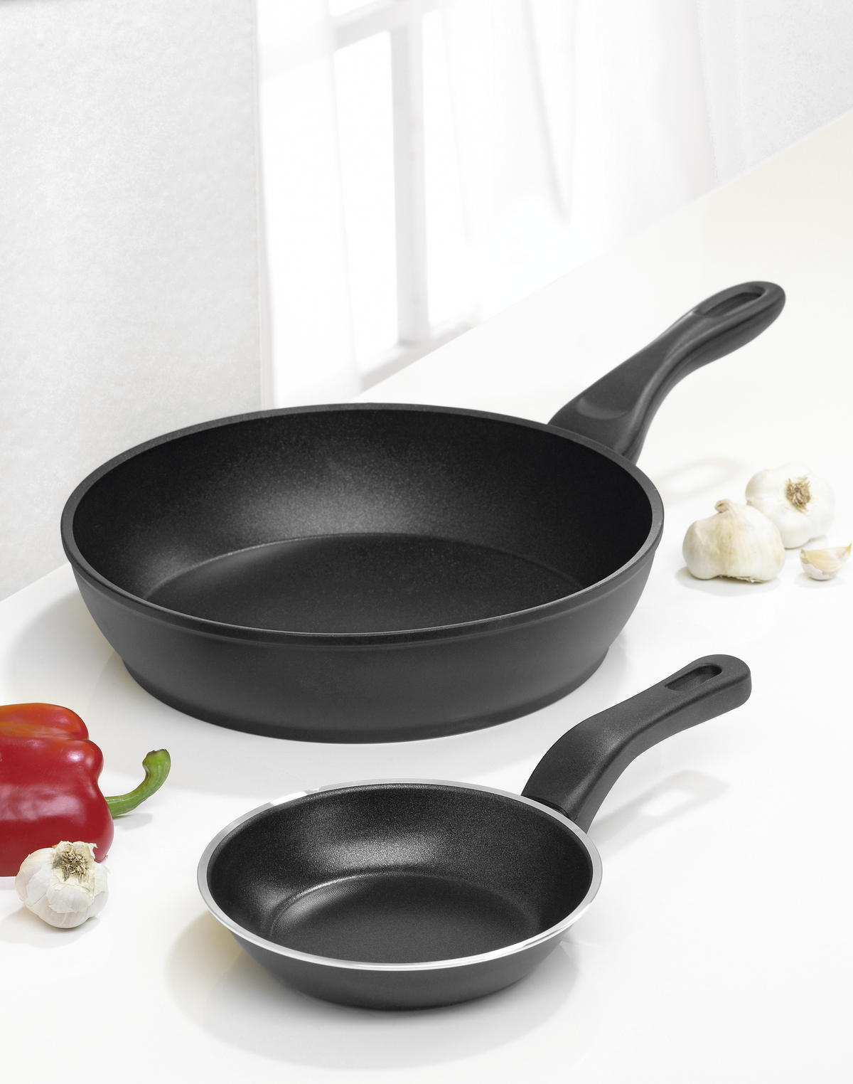 PFANNENSET Aluminium 2-teilig  - Schwarz, Basics, Metall - Ballarini