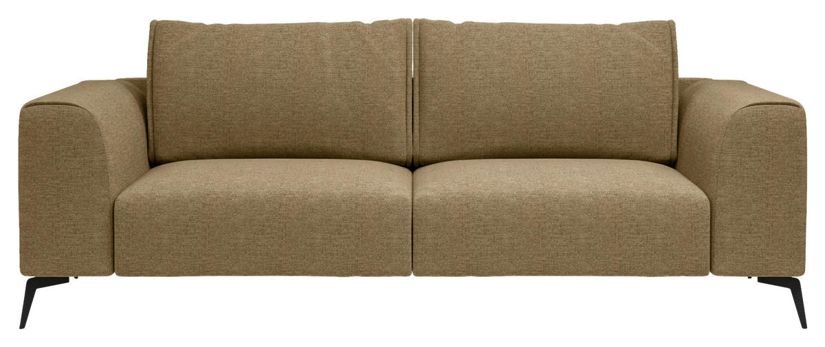 3-SITS SOFFA i flockad guldfärgad  - svart/guldfärgad, Design, metall/trä (246/87/88cm) - MID.YOU