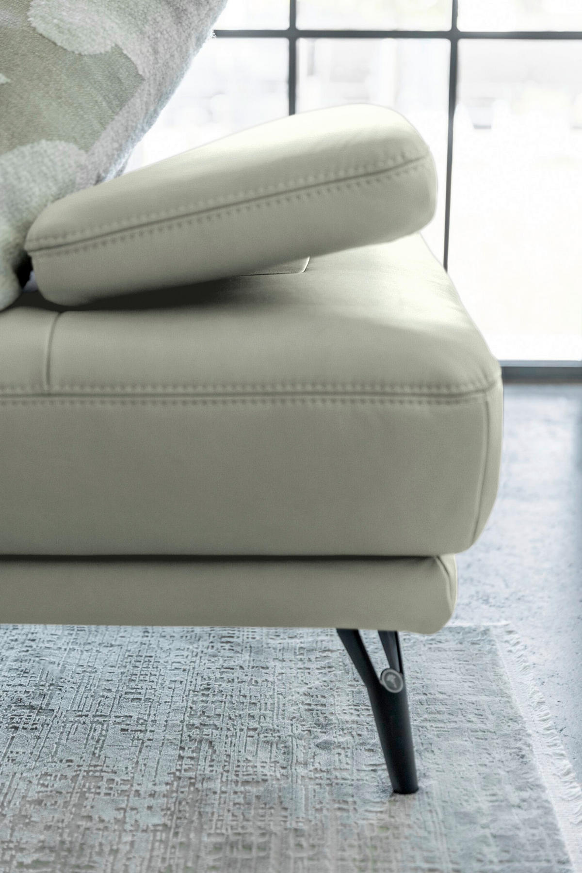 ECKSOFA Echtleder Silberfarben  - Silberfarben/Schwarz, Konventionell, Leder/Metall (301/180cm) - Joop!