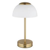 NABÍJATEĽNÁ STOLNÁ LAMPA, dotykový stmievač, 15/31 cm  - biela/mosadzná, Konventionell, kov/plast (15/31cm)