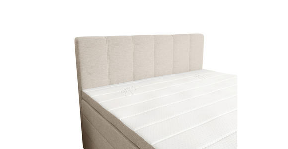 BOXSPRINGBETT 140/200 cm,  in Creme, gepolstertes Kopfteil, Bettkasten, Topper, Matratzen, H2 + H3 = mittel + fest  - Creme/Schwarz, KONVENTIONELL, Kunststoff/Textil (140/200cm) - Esposa