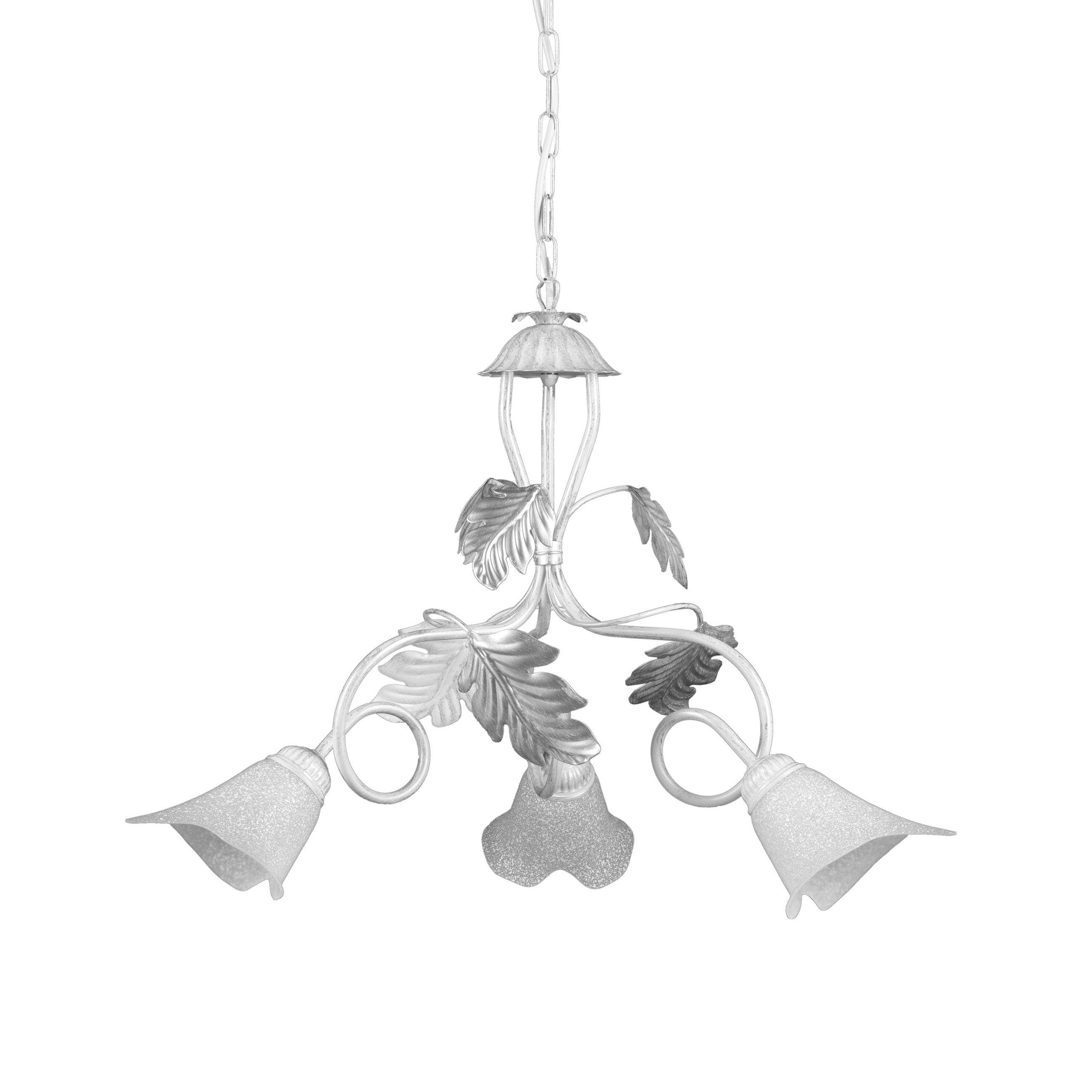 KRONLEUCHTER 60/110 cm   - Silberfarben/Weiß, KONVENTIONELL, Glas/Metall (60/110cm)