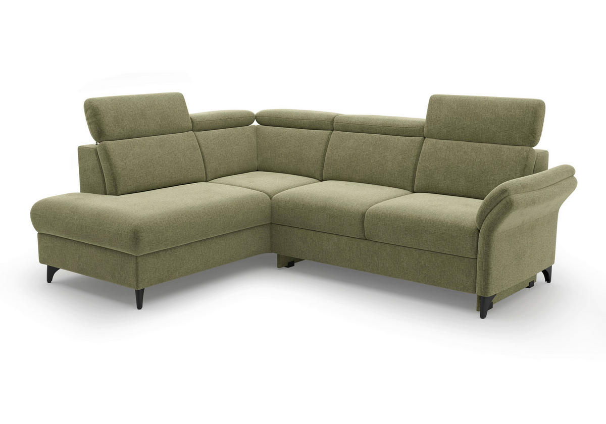 ECKSOFA GLENDALE E in Flachgewebe Hellgrün  193/247 cm  - Schwarz/Hellgrün, KONVENTIONELL, Textil/Metall (193/247cm) - Sit & More