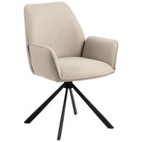 STOLICA S NASLONOM ZA RUKE  bež  tekstil      - bež/crna, Trend, tekstil/metal (61/88,5/63cm) - MID.YOU