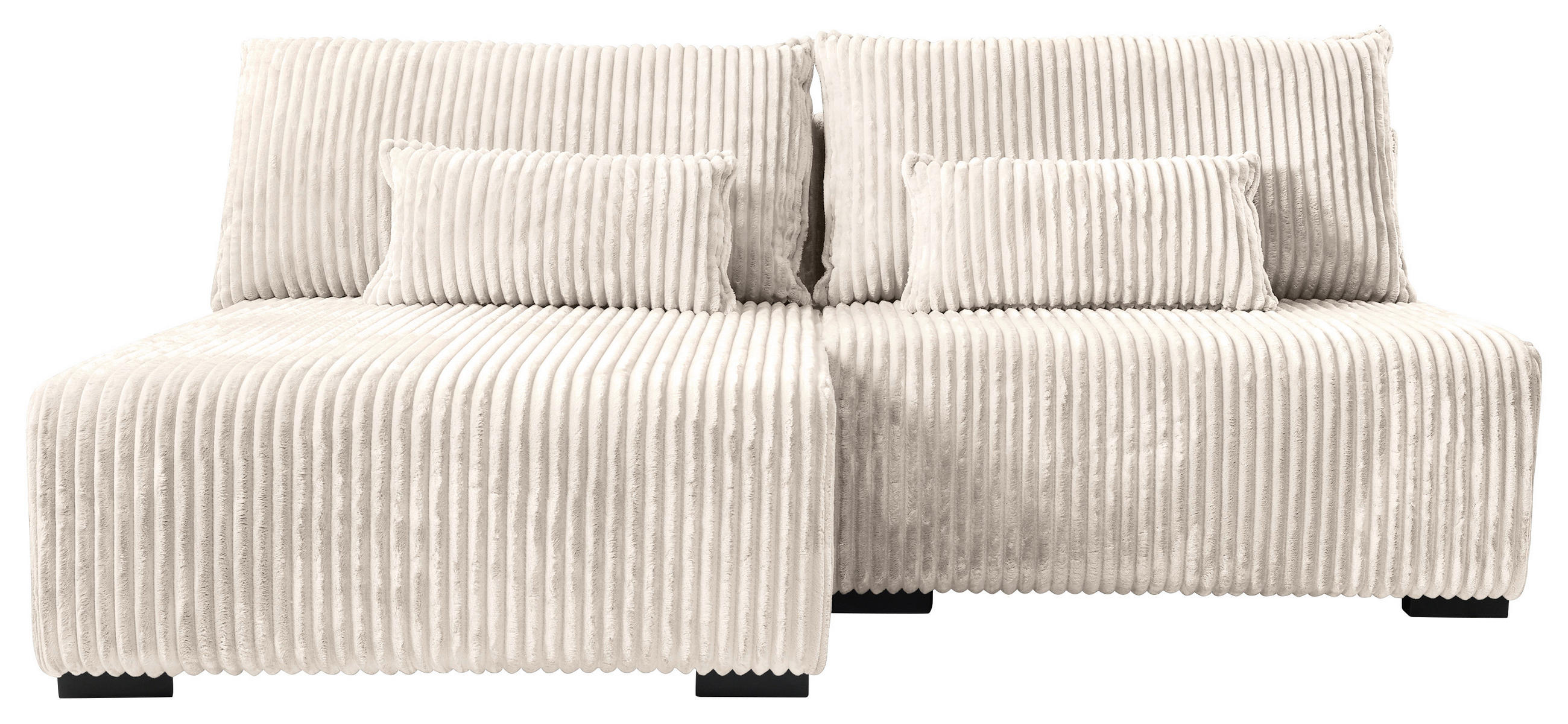 ECKSOFA in Cord Creme  - Creme/Schwarz, Modern, Holz/Textil (145/210cm) - MID.YOU