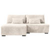 ECKSOFA in Cord Creme  - Creme/Schwarz, Modern, Holz/Textil (145/210cm) - MID.YOU