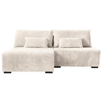 ECKSOFA in Cord Creme  - Creme/Schwarz, Modern, Holz/Textil (145/210cm) - MID.YOU