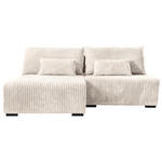 ECKSOFA Creme Cord  - Creme/Schwarz, MODERN, Holz/Textil (145/210cm) - Carryhome