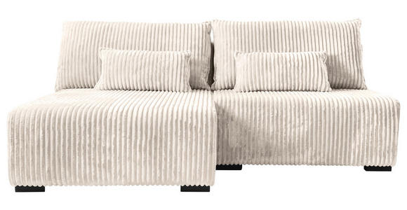 ECKSOFA Creme Cord  - Creme/Schwarz, MODERN, Holz/Textil (145/210cm) - Carryhome