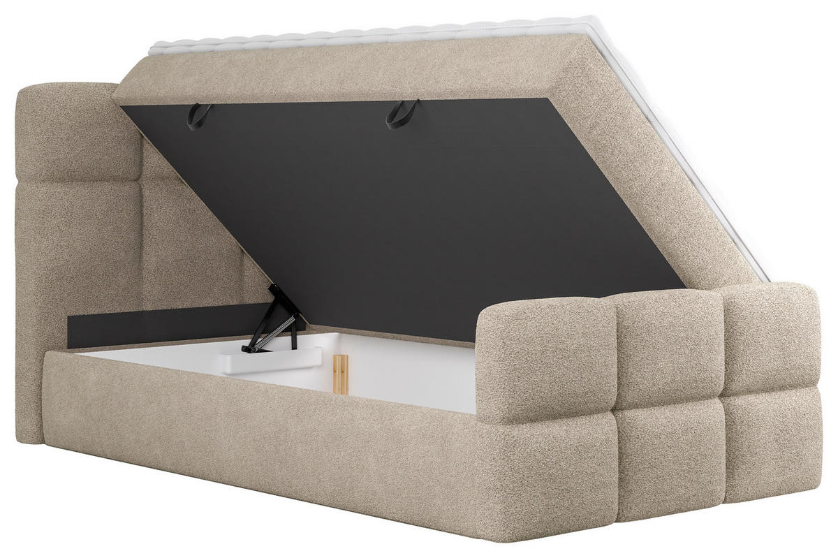 BOXBETT 120/200 cm  in Taupe  - Taupe/Schwarz, Design, Holzwerkstoff/Kunststoff (120/200cm) - Xora