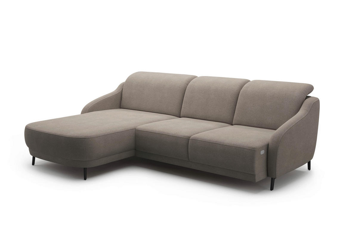ECKSOFA in Mikrofaser Haselnussfarben  - Schwarz/Haselnussfarben, Modern, Textil/Metall (191/271cm) - Sit & More