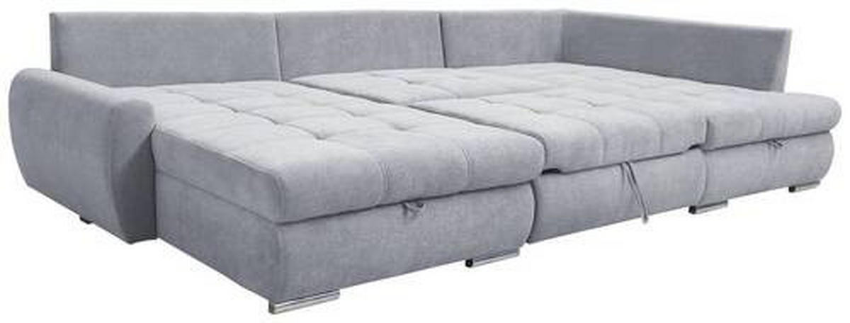 ECKSOFA in Velours Hellgrau  - Chromfarben/Hellgrau, Design, Kunststoff/Textil (174cm) - Livetastic