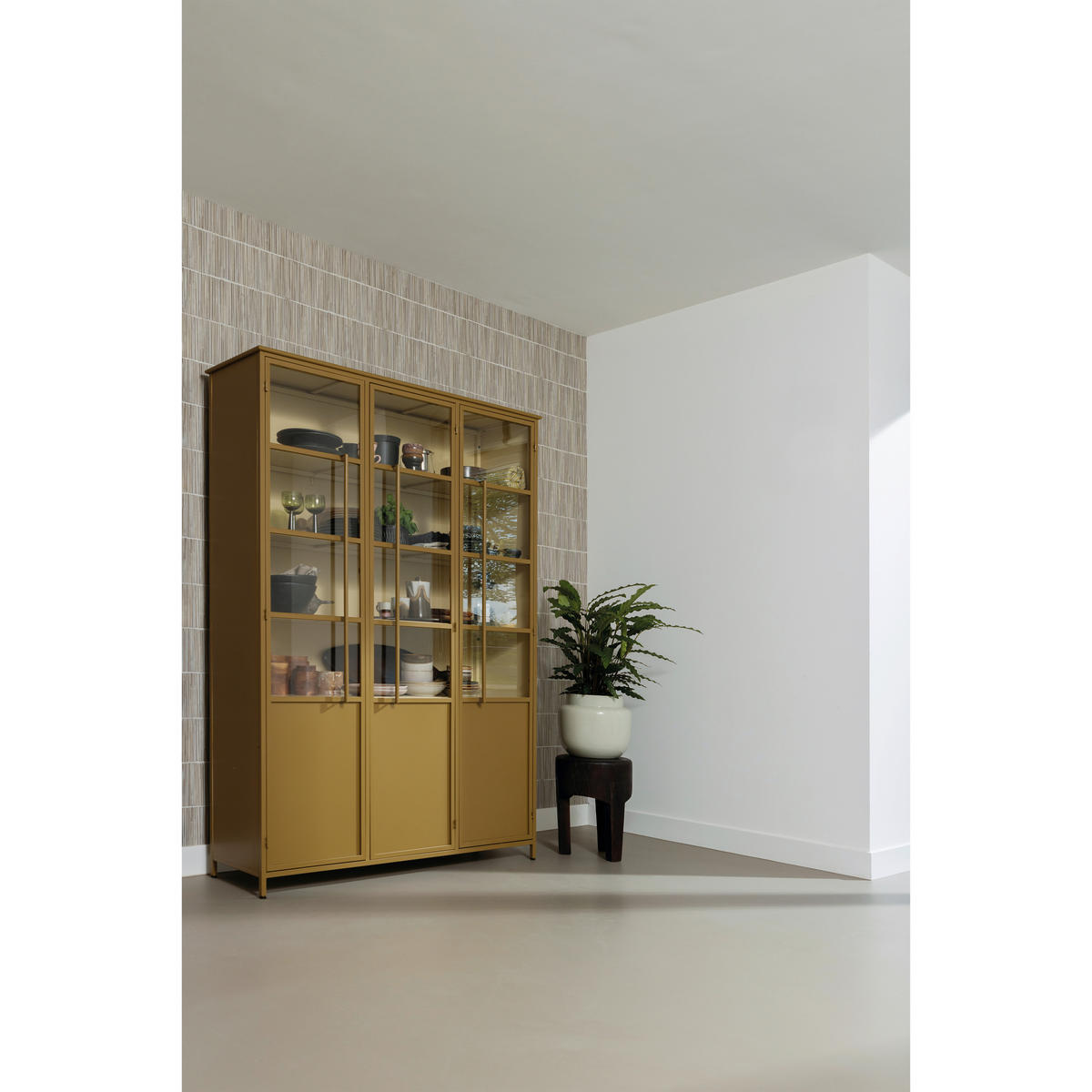 VITRINE Exhibit in Honig  - Honig, Design, Glas/Metall (140/200/40cm) - Livetastic