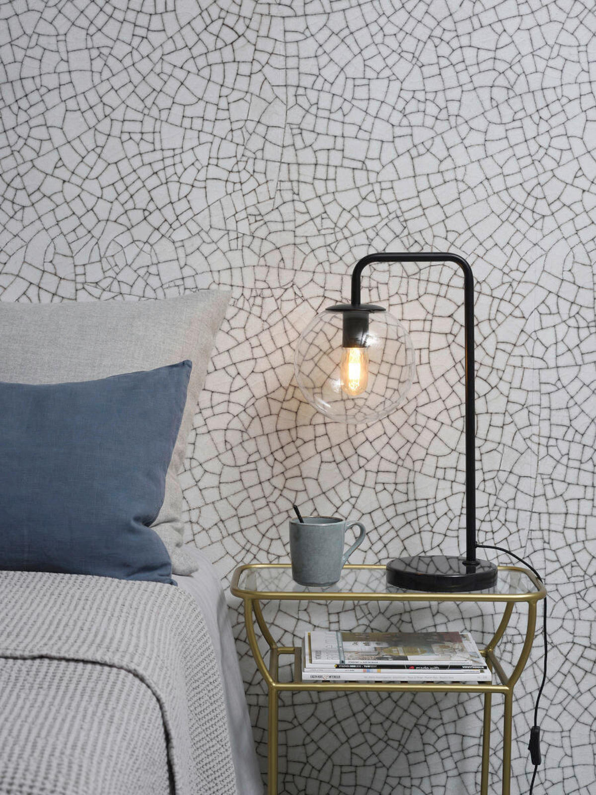 STOLNÍ LAMPA, nástěnný stmívač, 32/20/53 cm - černá/průhledné, Trend, sklo (32/20/53cm) - It's about Romi
