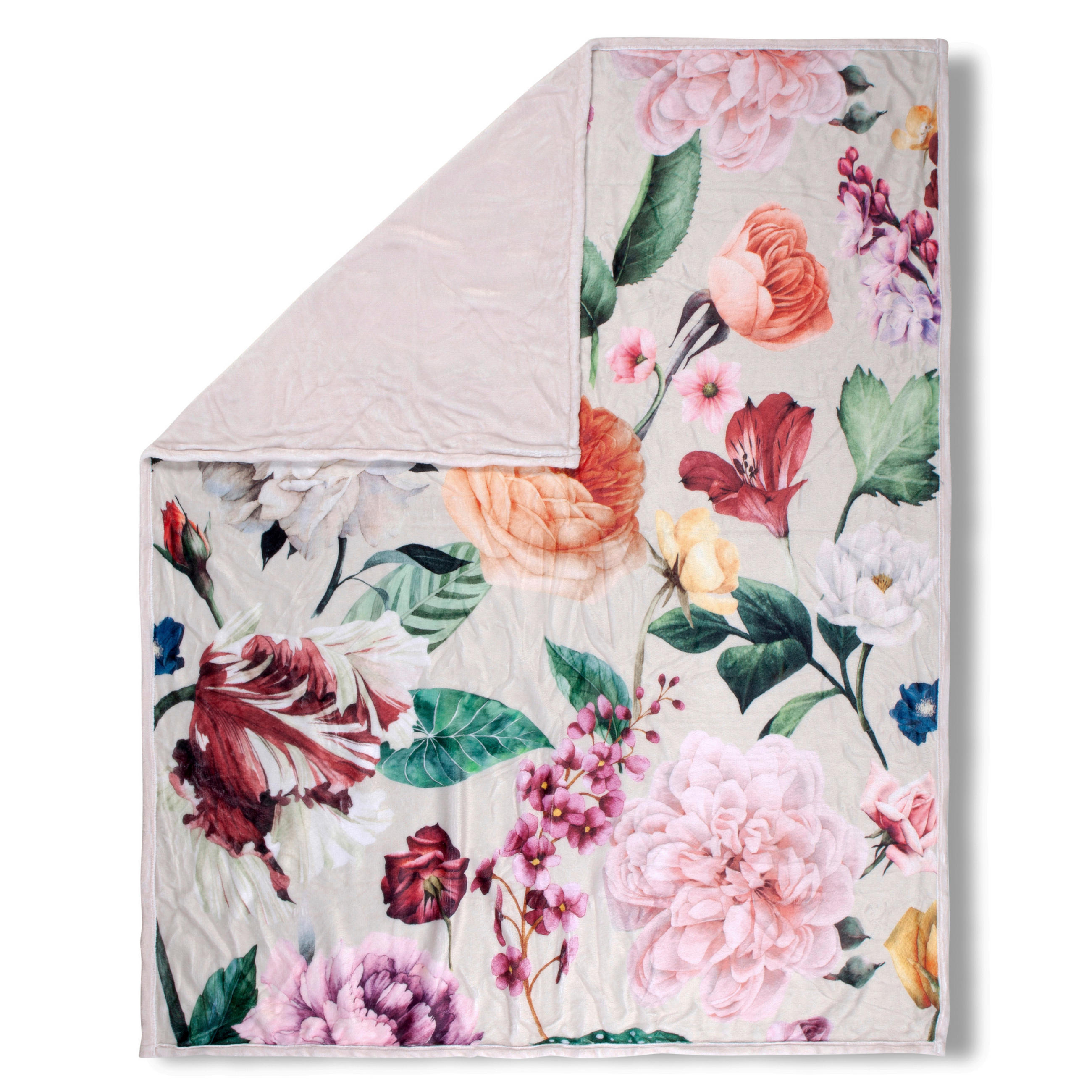 PLAID Fiori 130/160 cm  - Ecru/Apfelbaumfarben, Design, Textil (130/160cm)