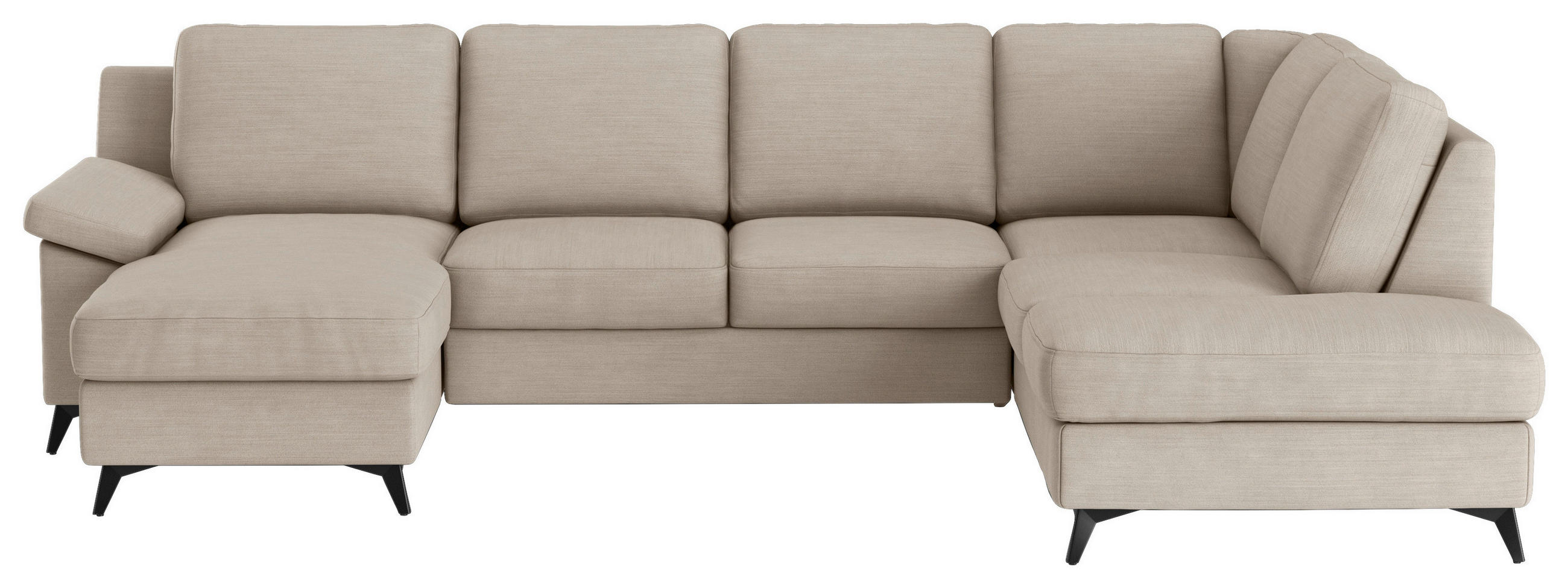 WOHNLANDSCHAFT in Flachgewebe Beige  - Beige/Schwarz, KONVENTIONELL, Textil/Metall (156/309/204cm) - Cotta