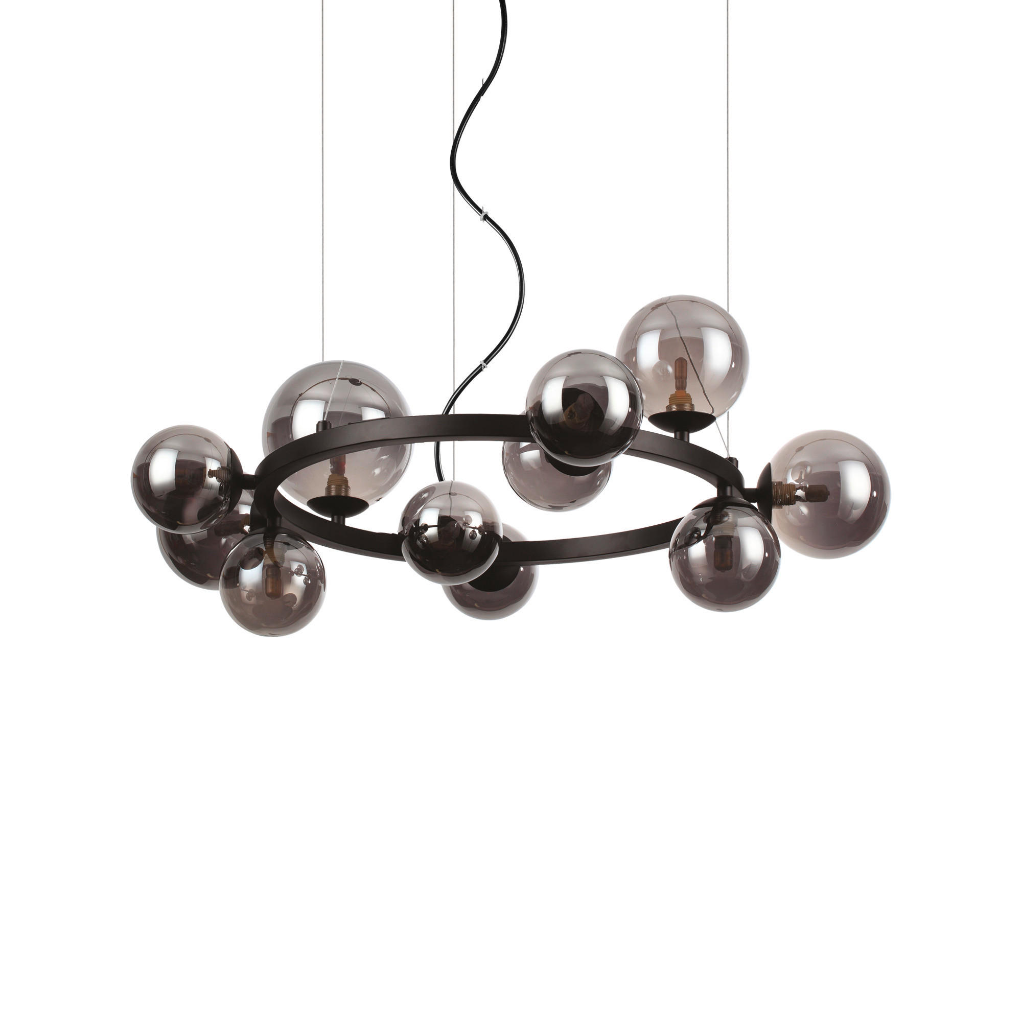 HÄNGELEUCHTE 73/55/230 cm  - Schwarz, Design, Glas/Metall (73/55/230cm) - Ideal Lux